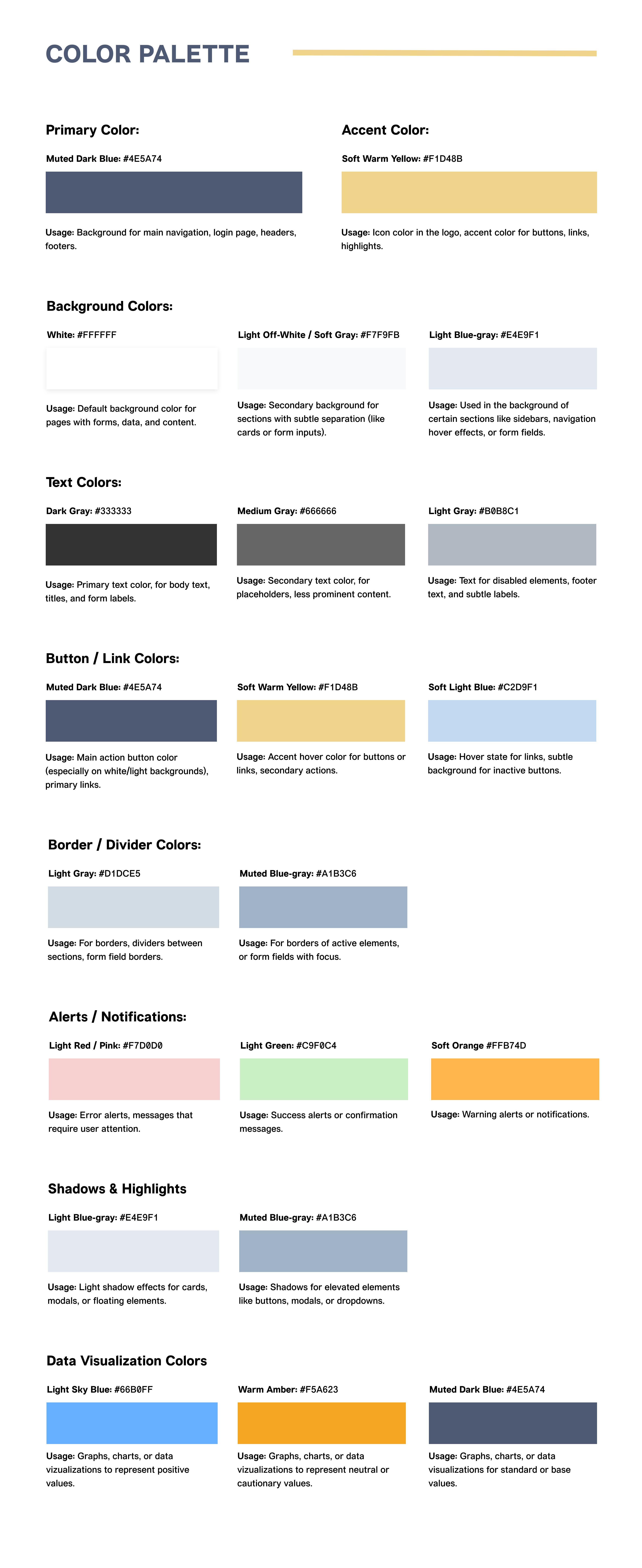 Color palette defining the visual language