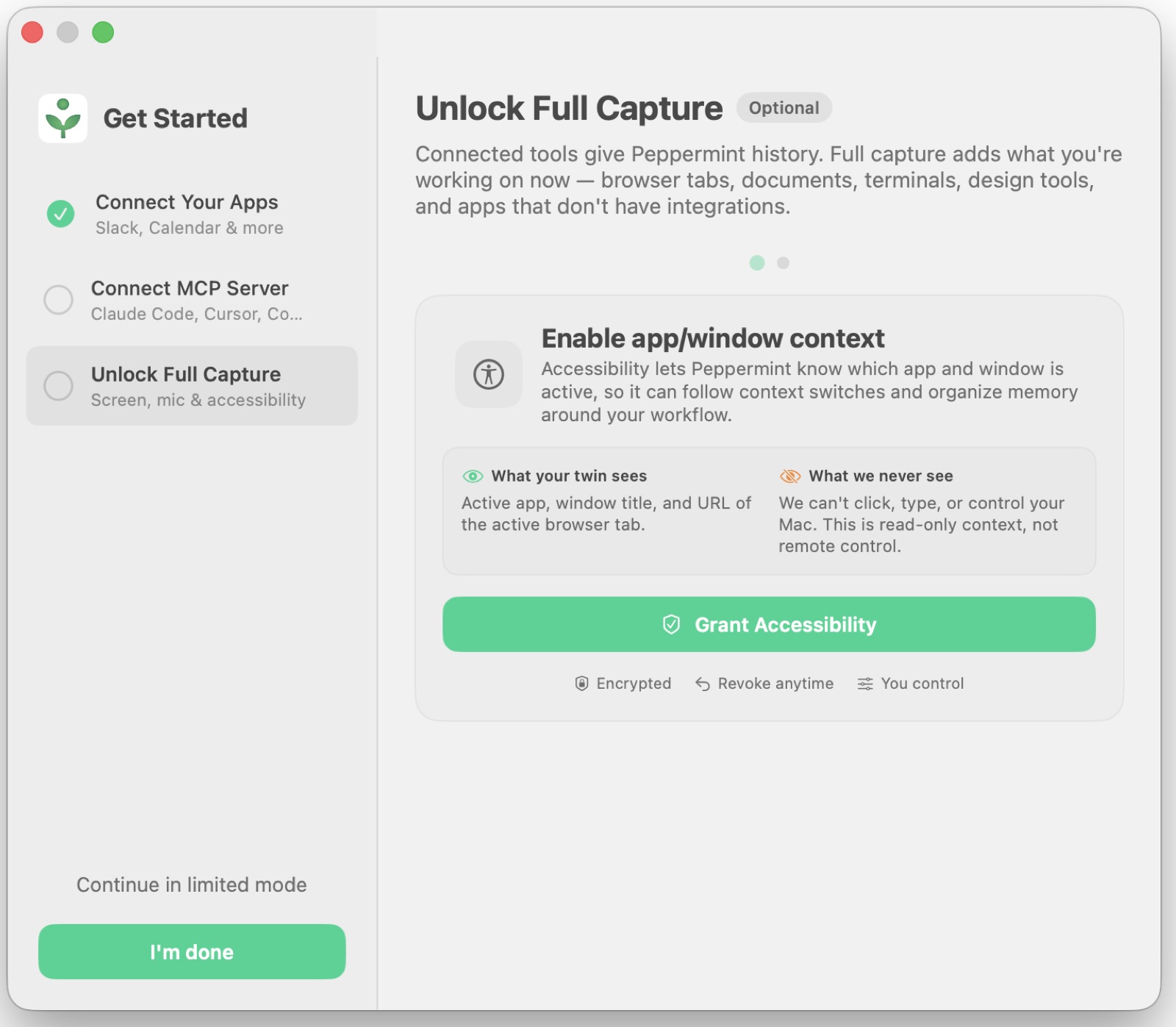 Onboarding: capture setup