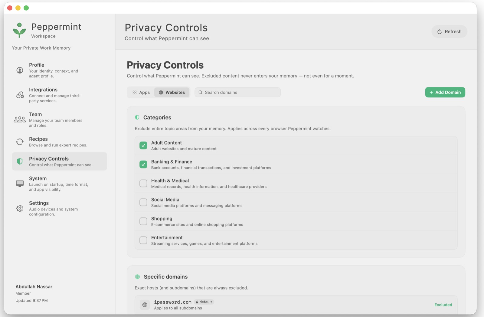 Privacy controls