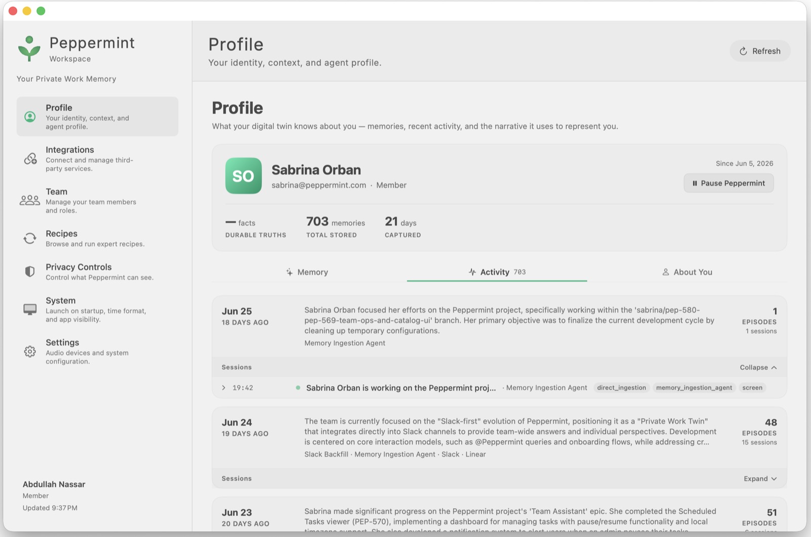 User profile